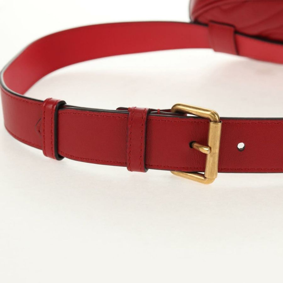 【日本直送】GUCCI GG Marmont 腰包 皮革 紅色 金色 476434 正品 146076V-7