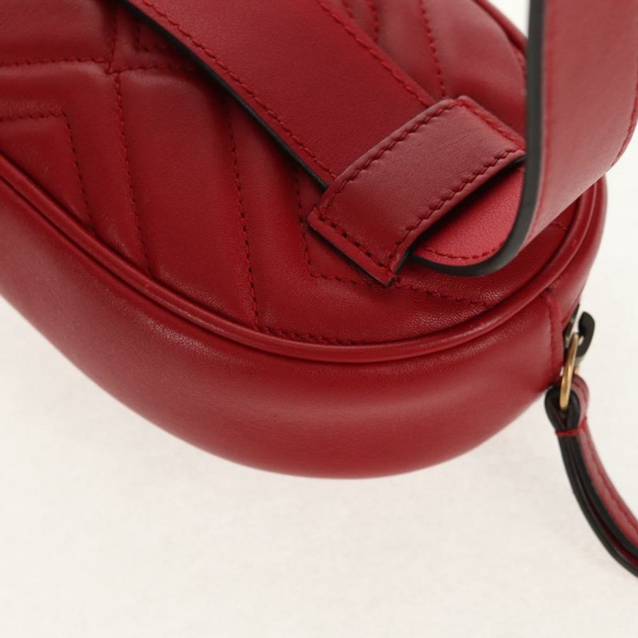 【日本直送】GUCCI GG Marmont 腰包 皮革 紅色 金色 476434 正品 146076V-17