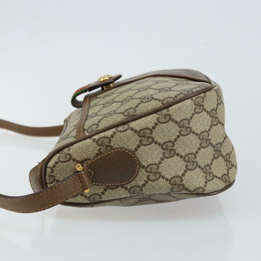 【日本直送】GUCCI GG帆布織帶雪莉線單肩包 PVC皮革 米色 紅色 正品 146151-3