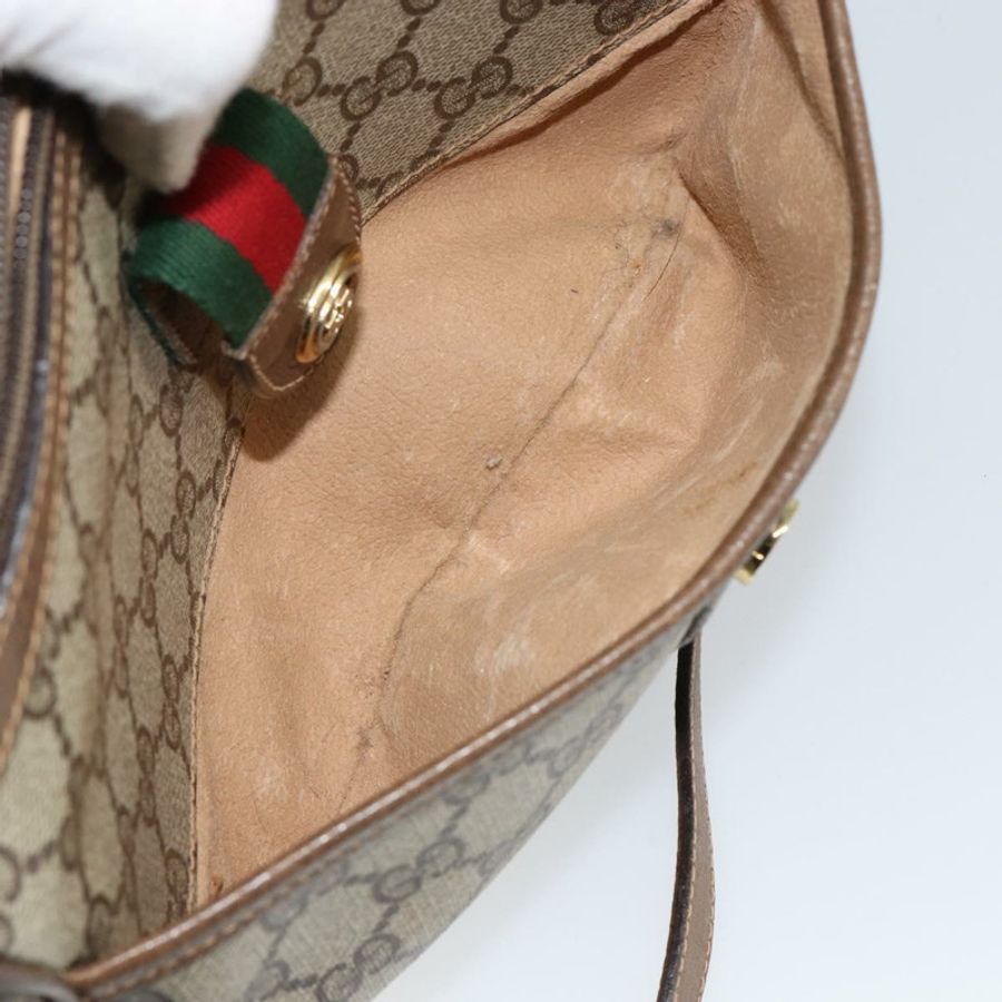 【日本直送】GUCCI GG帆布織帶雪莉線單肩包 PVC皮革 米色 紅色 正品 146151-10
