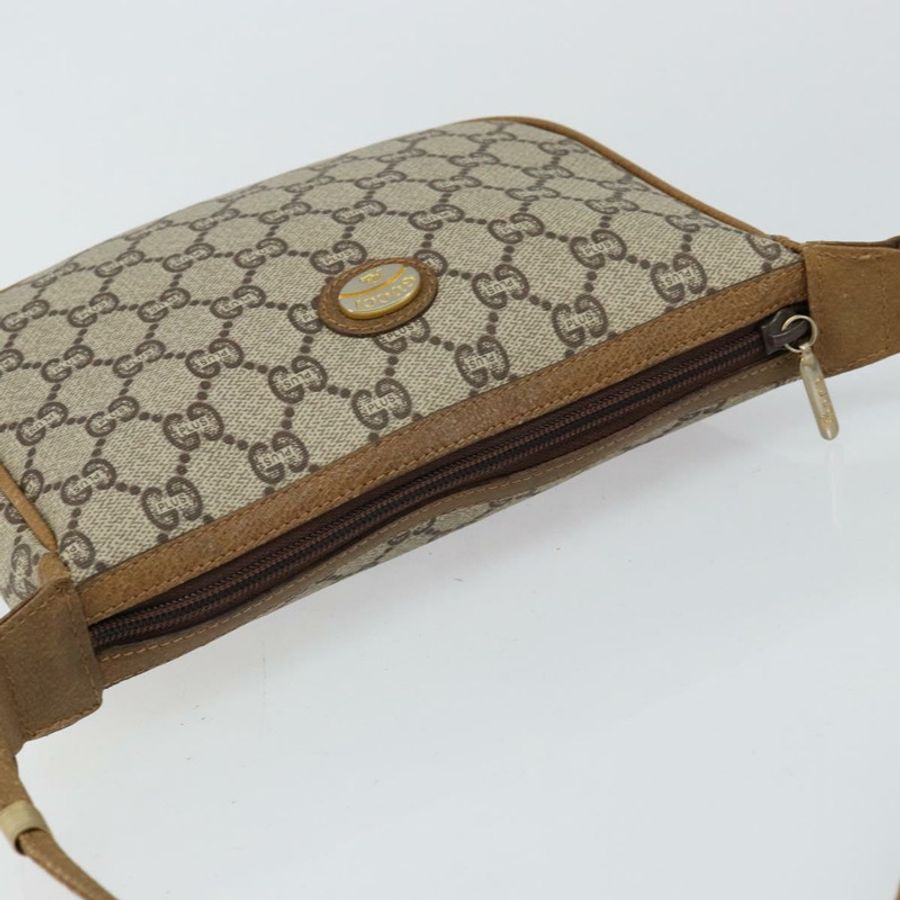 【日本直送】GUCCI GG PLUS帆布單肩包 PVC皮革 米色 正品 th6401-5