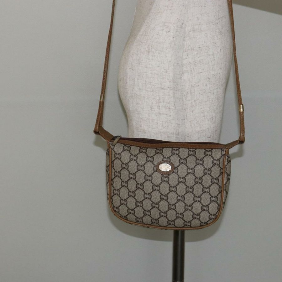 【日本直送】GUCCI GG PLUS帆布單肩包 PVC皮革 米色 正品 th6401-20