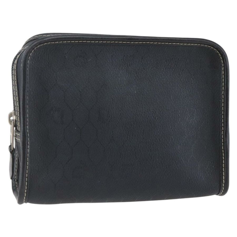 【日本直送】Christian Dior 蜂巢帆布手拿包 PVC 皮革 黑色 正品 bs29878-0