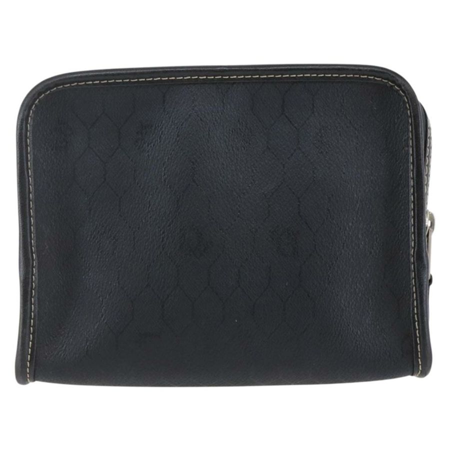 【日本直送】Christian Dior 蜂巢帆布手拿包 PVC 皮革 黑色 正品 bs29878-1