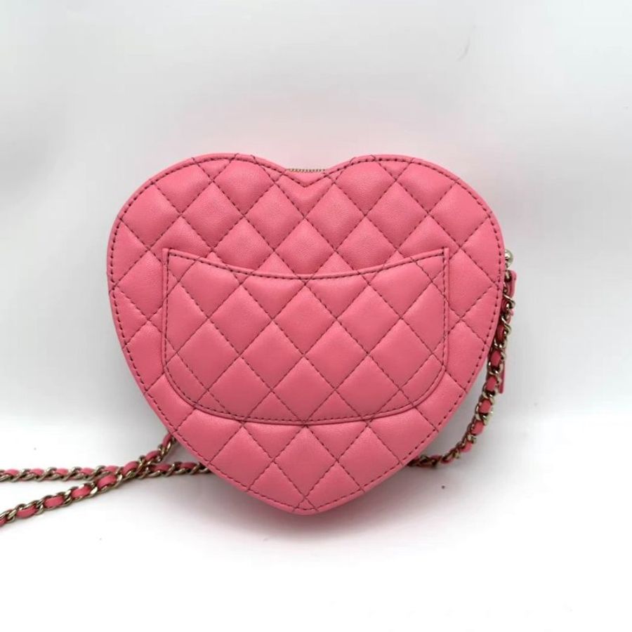 CHANEL 22S粉色愛心大號肩背斜背包18*16.5*5.5 99新配件塵袋-3