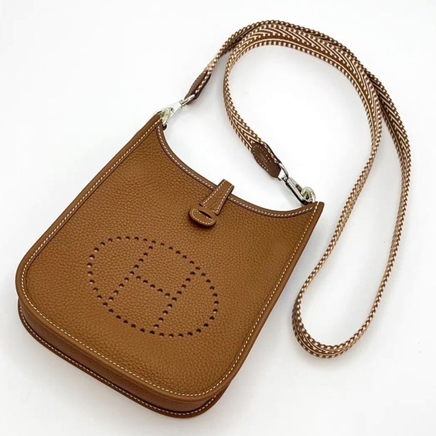 HERMES 金棕銀 mini伊芙琳肩背斜背包18*19.5*5.5 98新配件盒子塵袋購證-2
