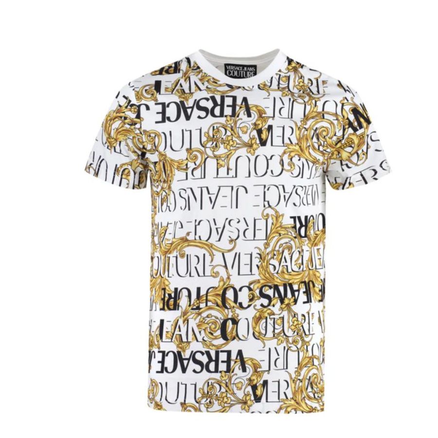 🚨 雙11最後倒數・今晚錯過等明年！【VERSACE 凡賽斯】滿版LOGO設計T恤 白(下單前須先私訊)-0