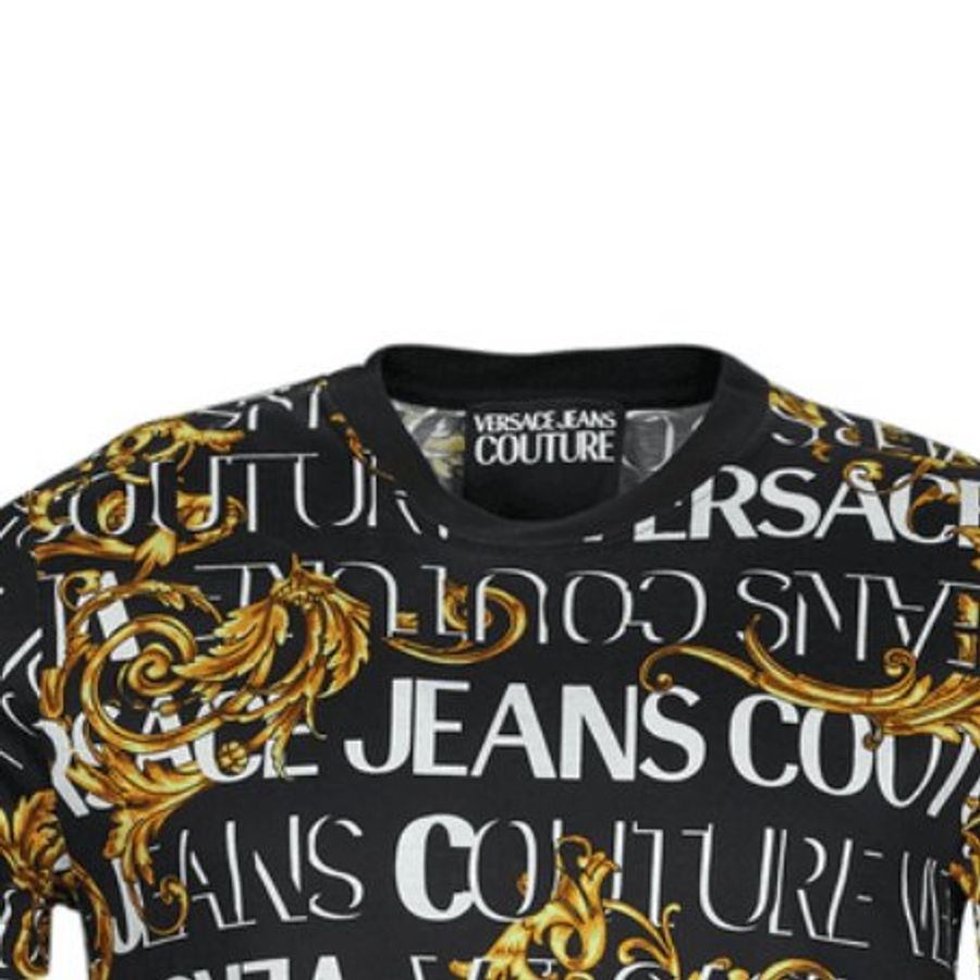 🚨 雙11最後倒數・今晚錯過等明年!【VERSACE 凡賽斯】滿版LOGO設計T恤 黑(下單前須先私訊)-4