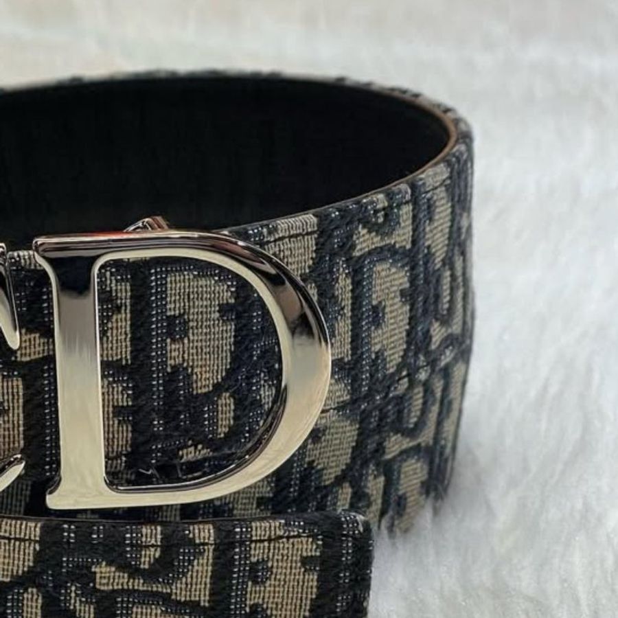 🔥 雙11全面開搶・全館折扣限時開啟!【DIOR 迪奧】經典CD LOGO Oblique緹花帆布牛皮皮帶 銀釦(下單前須先私訊)-2