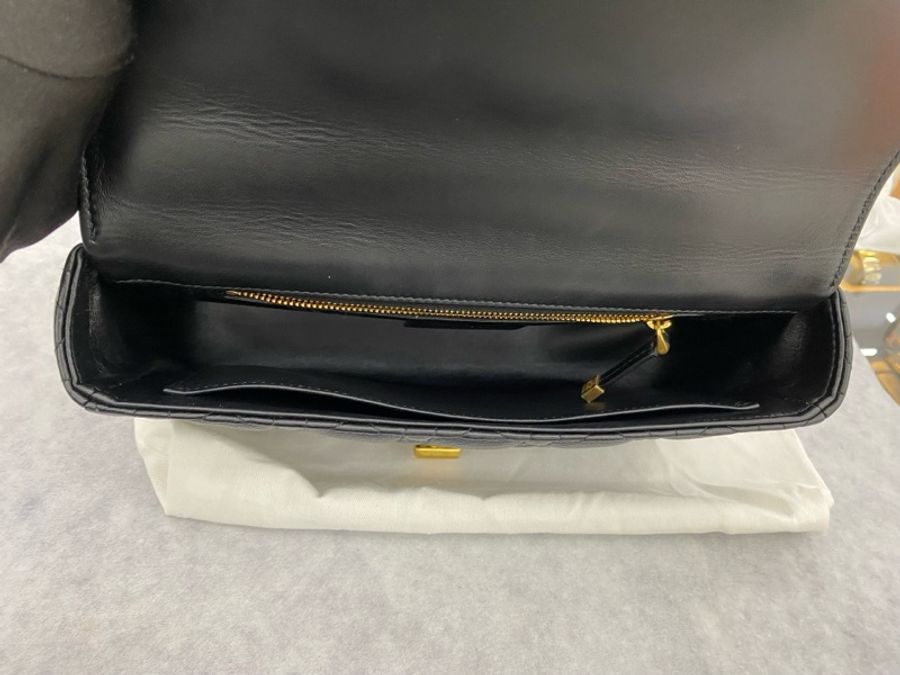 DIOR Caro 中號 黑銀藤格紋牛皮 鏈條斜挎單肩包 21編碼 尺寸約25.5*15.5 附件:防塵袋-6