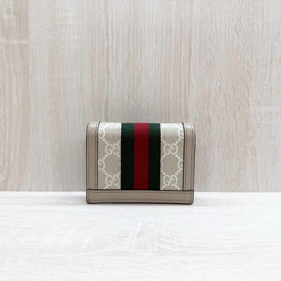 GUCCI燕麥拚白原花牛皮OPHIDIA對開短夾523155-1