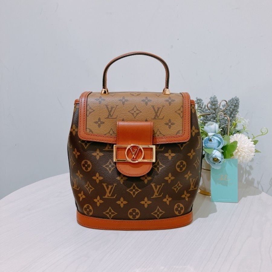 TK1854 LOUIS VUITTON 路易威登老花背包 DAUPHINE BACKPACK MONOGRAM BROWN X GHW-0