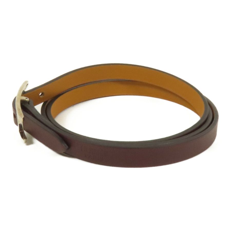 HERMES 【激減優惠】Swift皮革Behapi Double Tour Bracelet銀扣手帶Brown-1