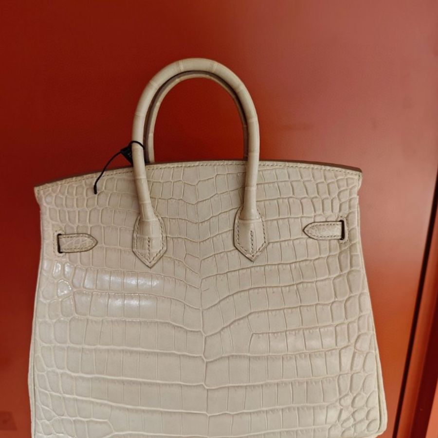 【極致天菜】HERMES BIRKIN 25 冰川白 霧面鱷  銀扣-5