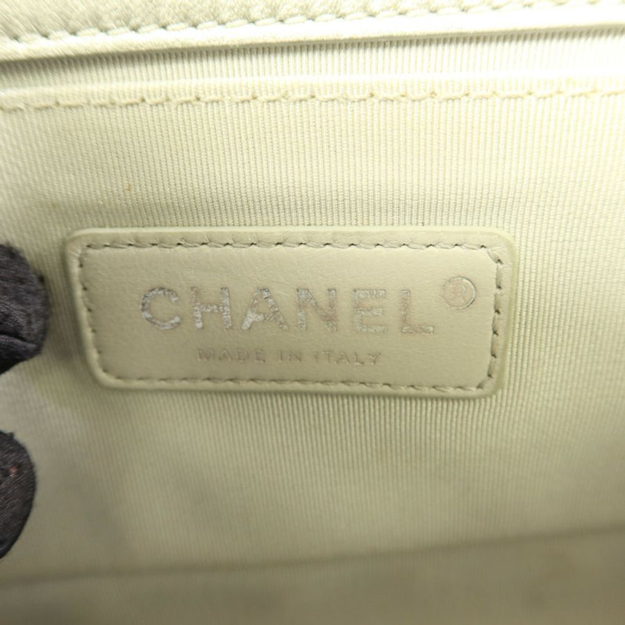 CHANEL 【激減優惠】牛皮皮革/PVC Boy 20銀扣鏈帶肩背袋-5