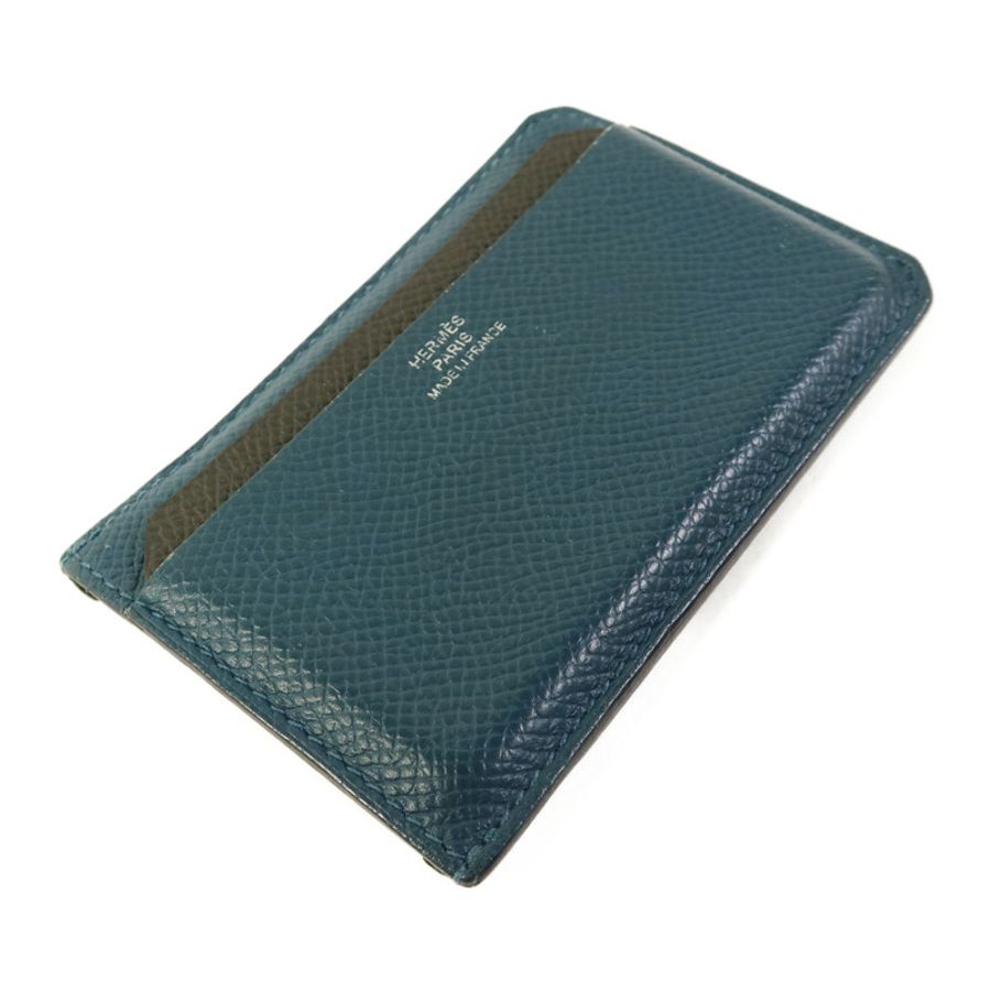 HERMES Epsom皮革Card Case卡片套Vert Cypres-2