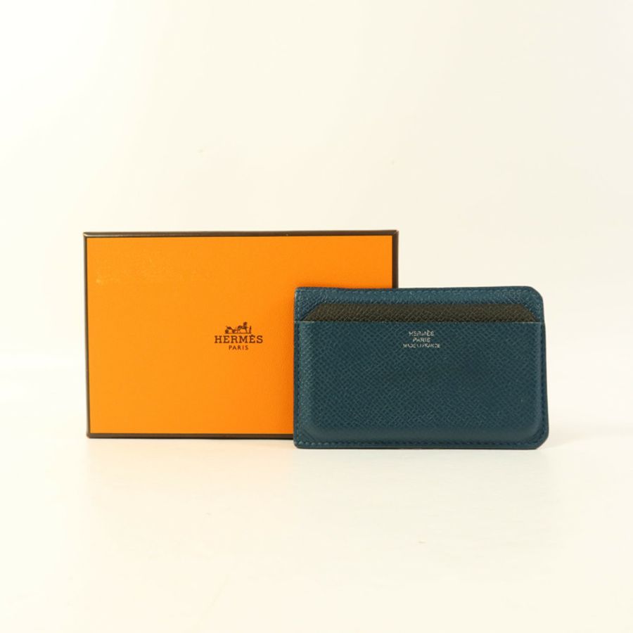HERMES Epsom皮革Card Case卡片套Vert Cypres-13