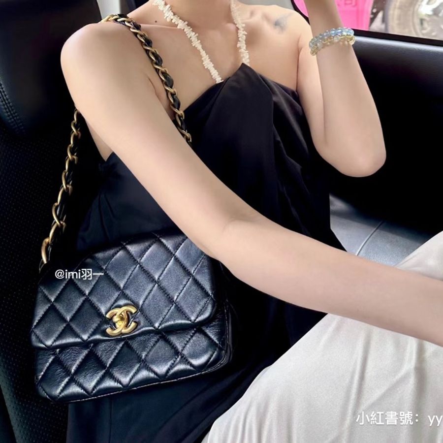 Chanel 24s粗鍊條 #復古霧金 腋下包/肩背包-20