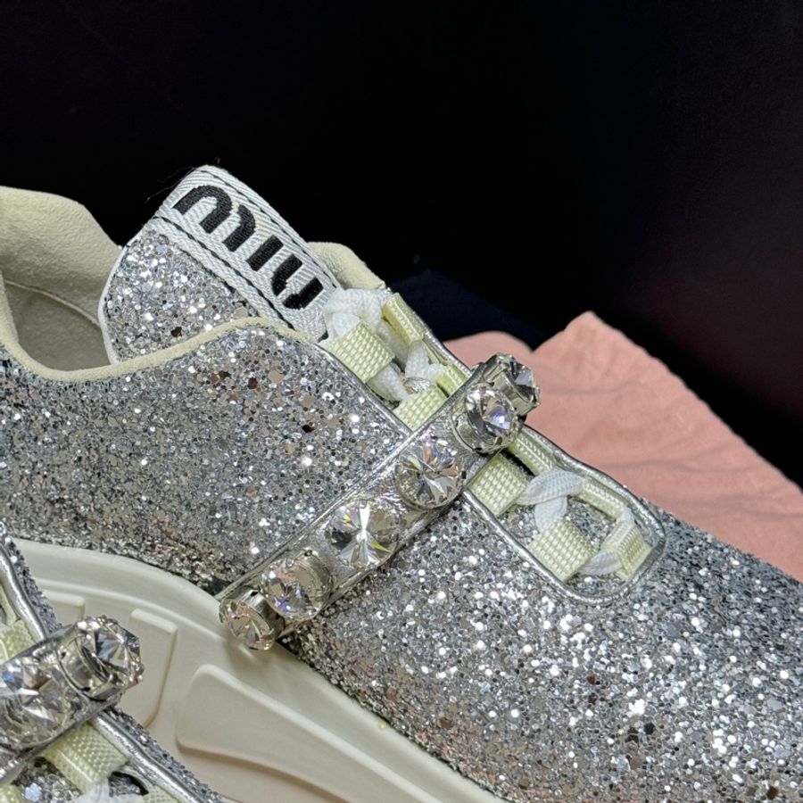 (近新閒置品🎁) Miu Miu 專櫃最新 明星同款 閃片布運動鞋 專櫃38000!-7