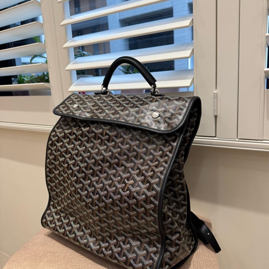 Goyard SAINT LEGER 中性雙扣翻 蓋折疊後背包(黑)-6