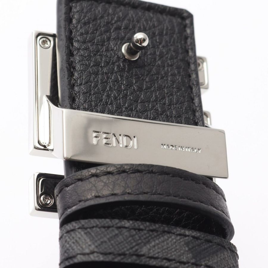 FENDI FF 方形皮帶 7C0535AFF1F0GXN95 皮革 黑色 灰色 95碼 全新 男士-3