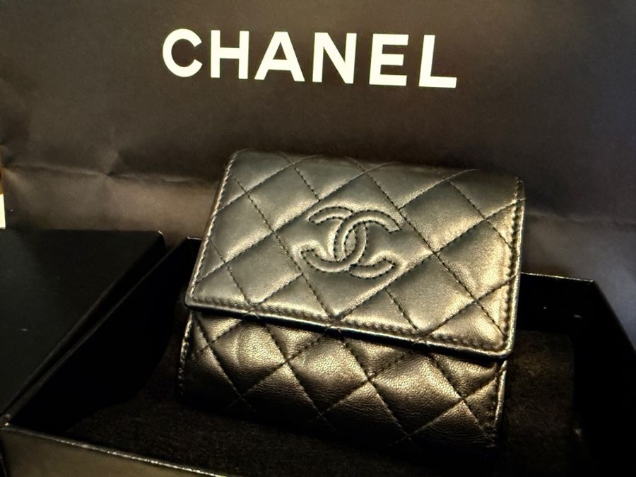Chanel ❤️黑色法式雙開零錢袋短夾(羊皮)-0