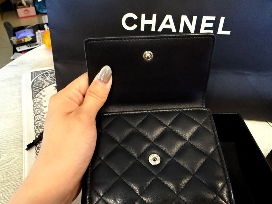 Chanel ❤️黑色法式雙開零錢袋短夾(羊皮)-3