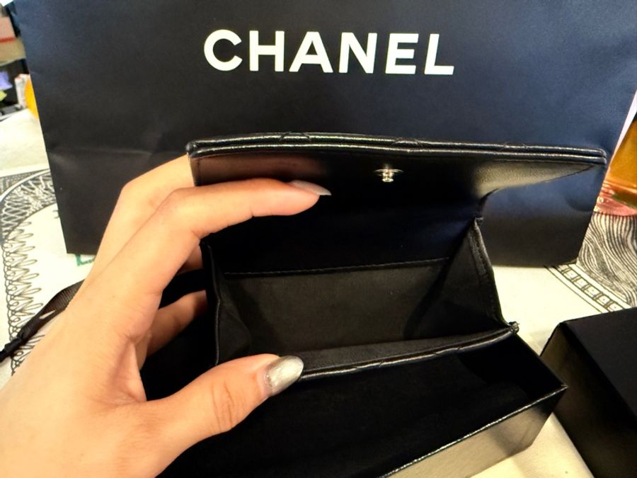 Chanel ❤️黑色法式雙開零錢袋短夾(羊皮)-4