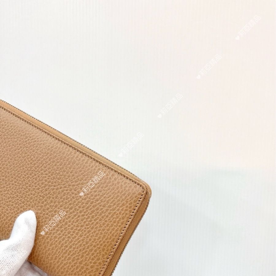 莉亞精品♡Gucci 456117 ㄇ拉長夾 奶茶 二手-7