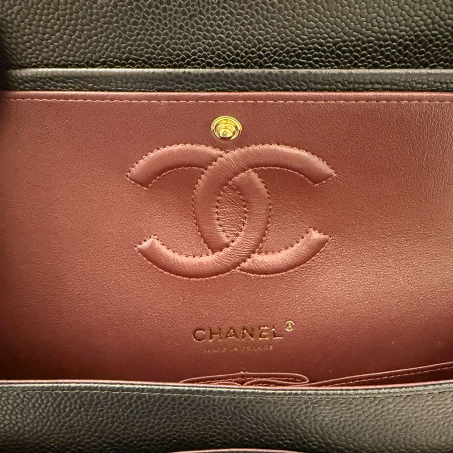 (極新美品)Chanel香奈兒 coco cf25 荔枝顆粒牛皮 黑金-6