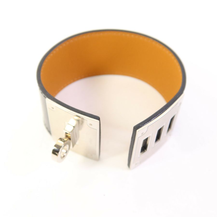 HERMES 皮革Kelly Dog銀扣手鐲-5