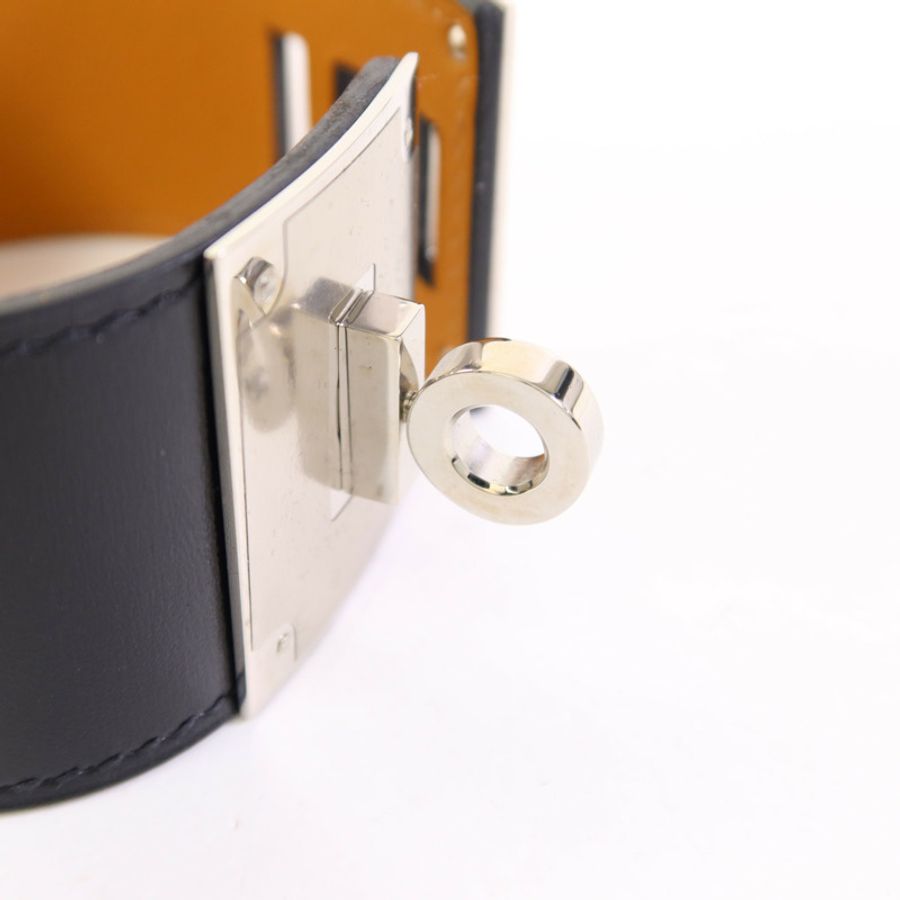 HERMES 皮革Kelly Dog銀扣手鐲-6