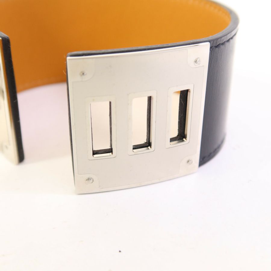 HERMES 皮革Kelly Dog銀扣手鐲-7