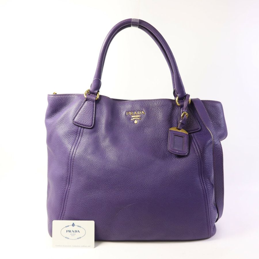 PRADA 【激減優惠】牛皮皮革2 Way Shoulder Bag金扣手挽肩背兩用袋-9