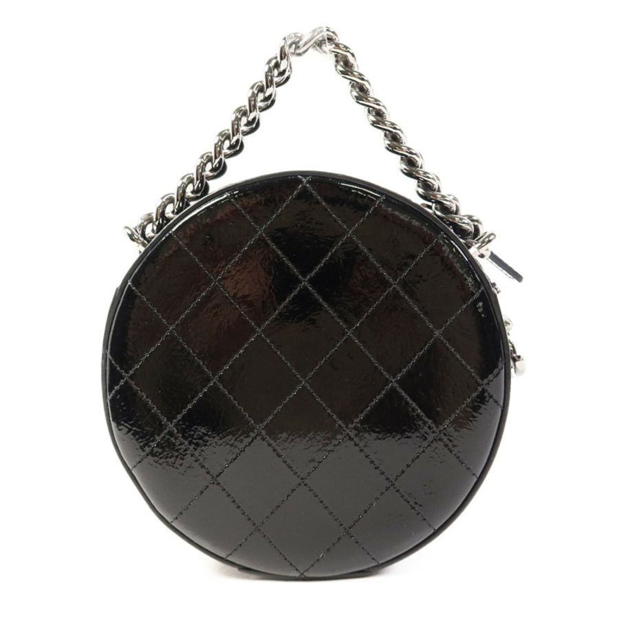 CHANEL 漆皮皮革Chain Shoulder Bag銀扣手挽肩背兩用袋-1