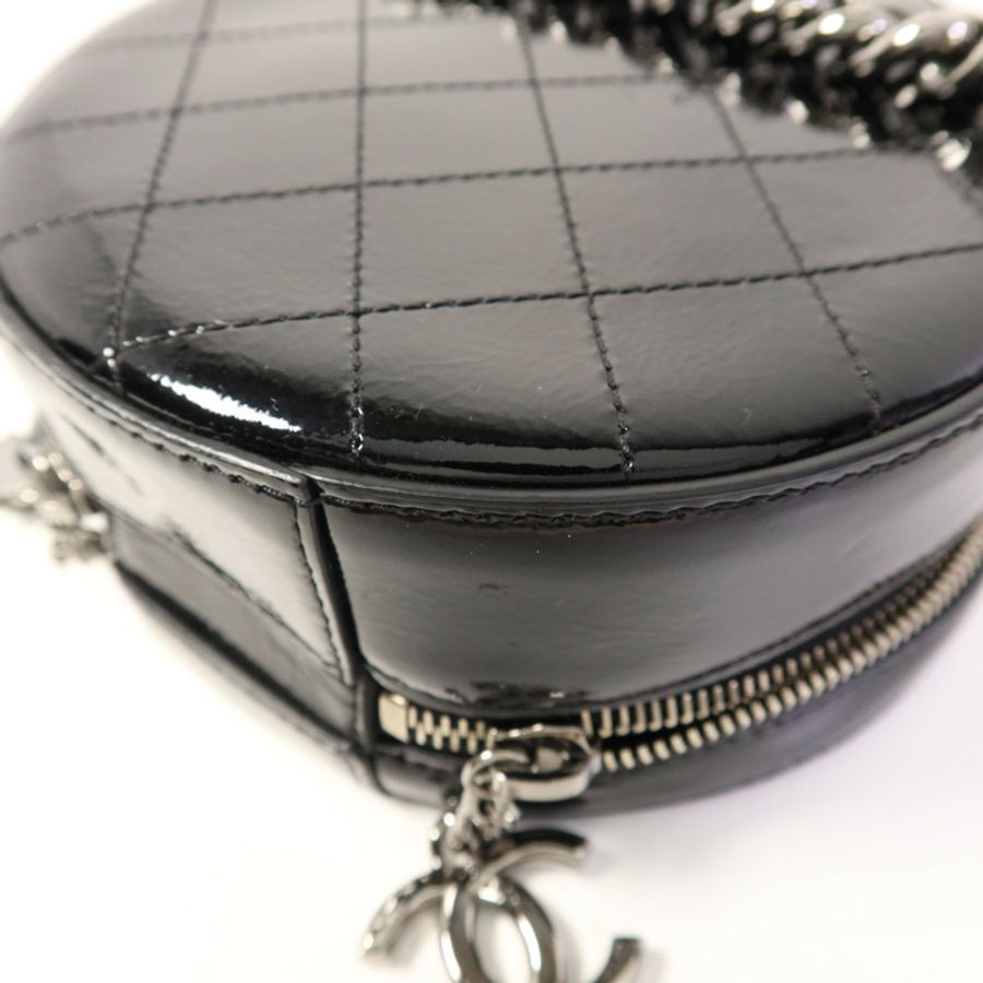 CHANEL 漆皮皮革Chain Shoulder Bag銀扣手挽肩背兩用袋-14