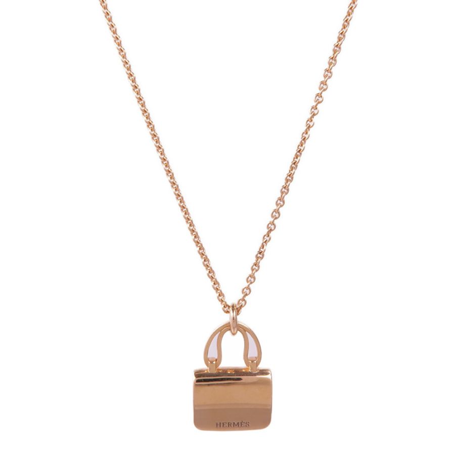 HERMES 18K玫瑰金Amulettes Constance鑽石項鍊-1