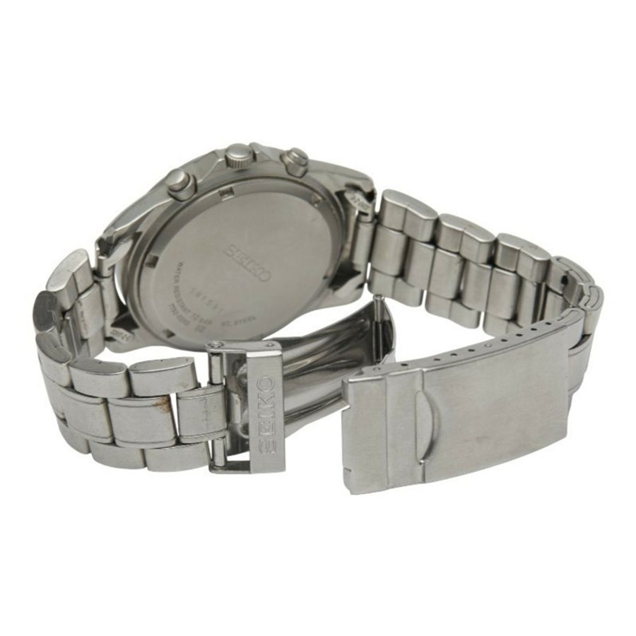 精工日期手錶 7T92-0DX0 石英黑色錶盤不銹鋼男士 SEIKO-2