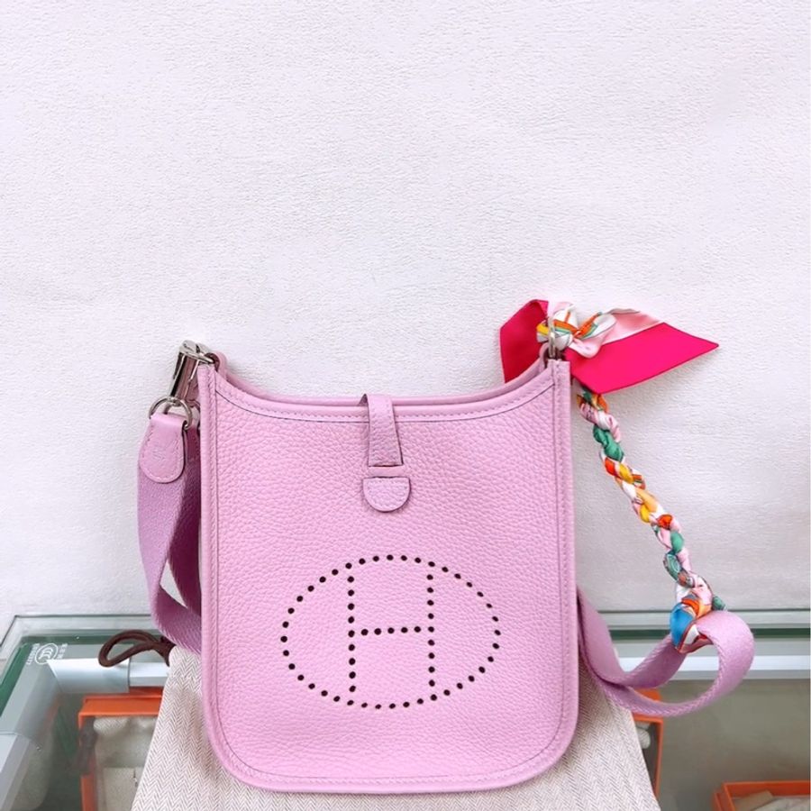 閒置 Hermes mini evelyne 錦葵紫銀扣 U-0