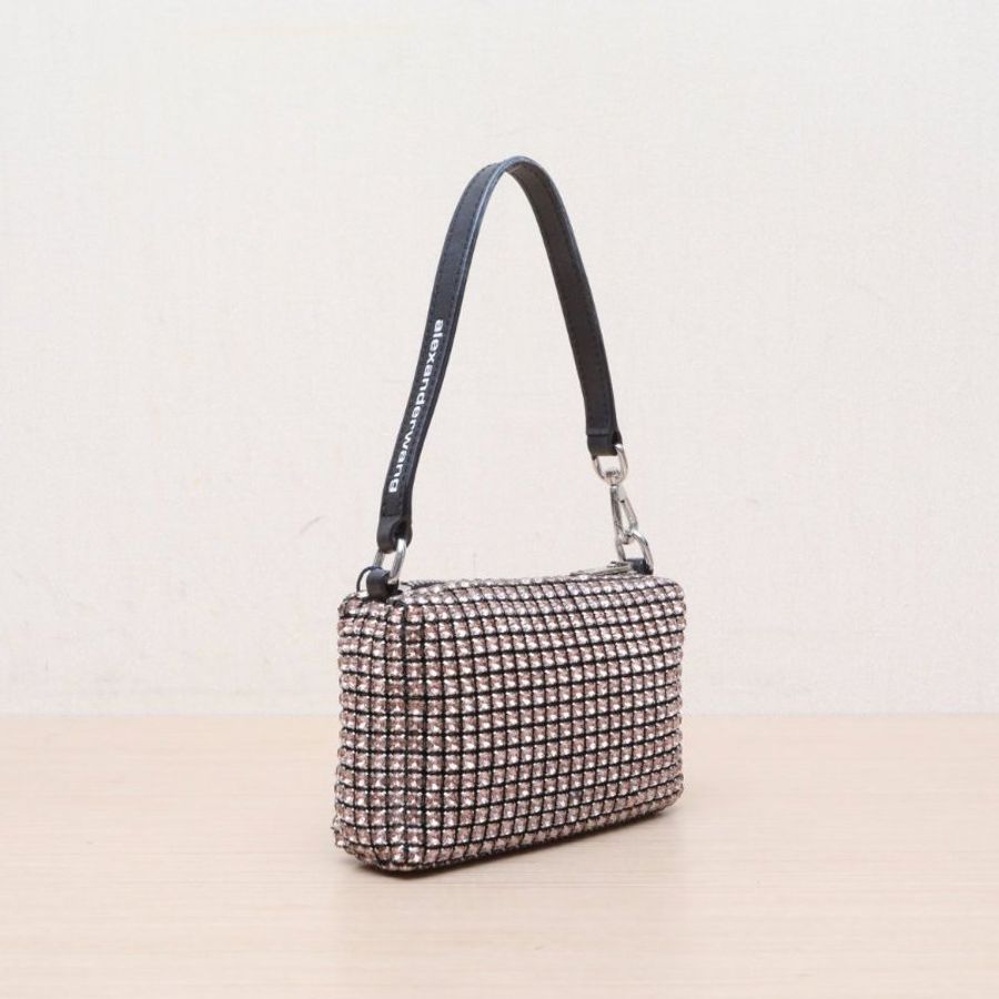 ALEXANDER WANG heiress水鑽手包晚宴包Mini15粉色水晶肩背包-4