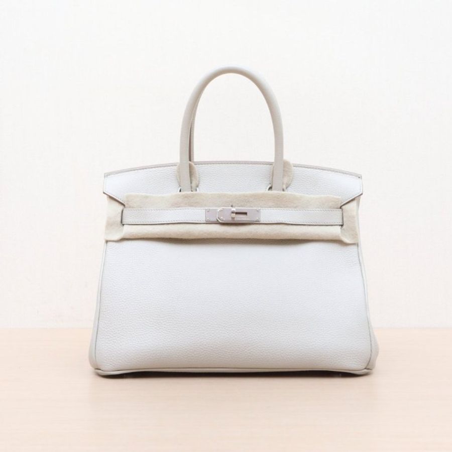 HERMES Birkin308L冰川白Togo皮C刻銀扣肩背包-1