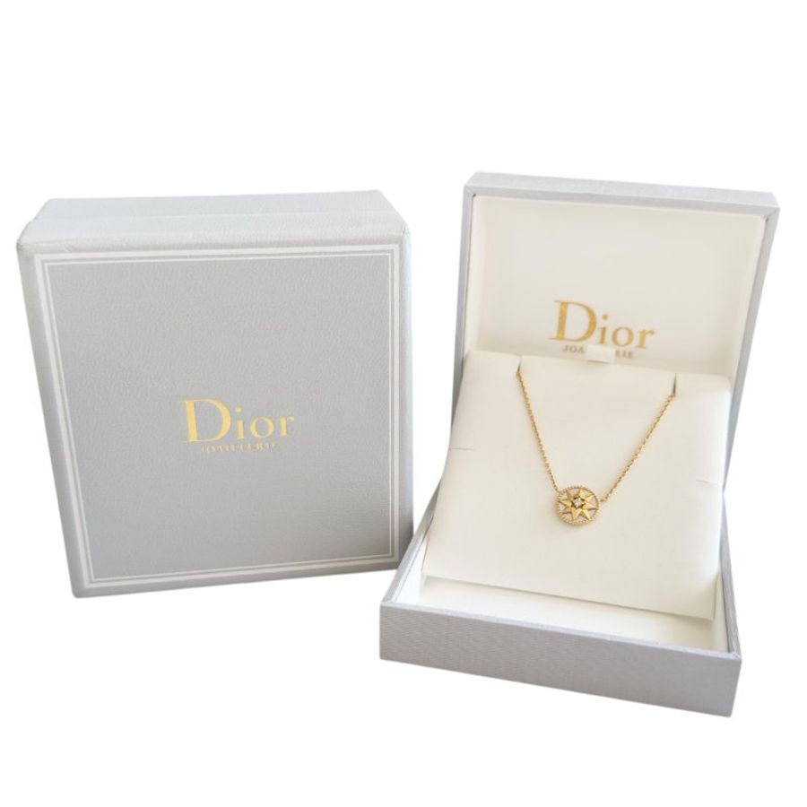 DIOR Rose des Vents 羅盤 六芒星 18K金 鑽石💎 貝母 項鏈-0