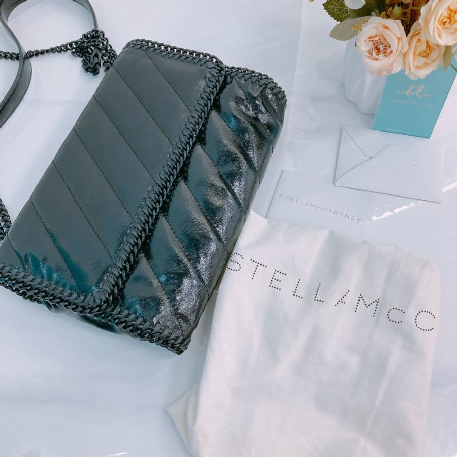 MS0360	Stella McCartney 史黛拉 麥卡尼 鏈條 Y2K 斜背 腋下 全黑 Falabella Envelope Crossbody Black x So Black Recycled Materials-19