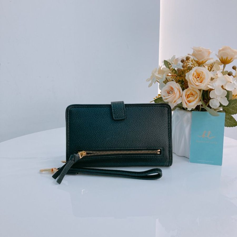 MS0362 Tory Burch 湯麗柏琦 手機套 長銀包 手環包 牛皮 黑金 Britten Smartphone Wallet Wristlet Black x GHW Calfksin-1