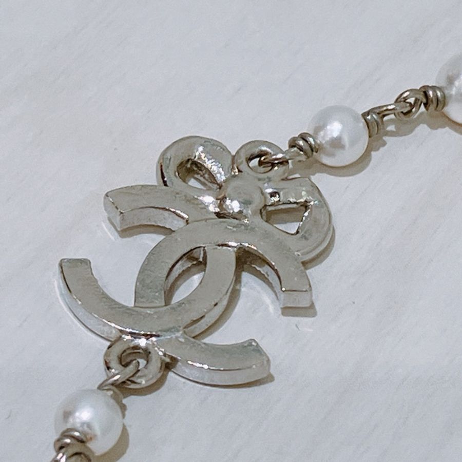 TK1851 CHANEL 香奈兒CC字水晶連紡仿珍珠頸鏈CRYSTAL BOW CC PEARL NECKLACE-8