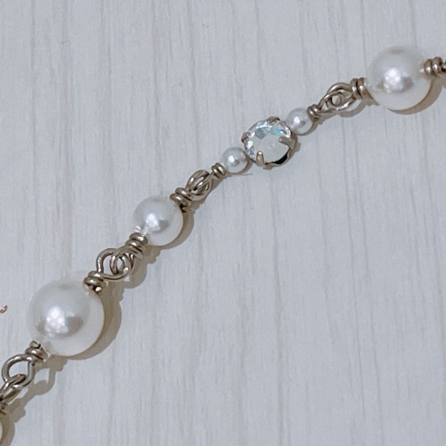 TK1851 CHANEL 香奈兒CC字水晶連紡仿珍珠頸鏈CRYSTAL BOW CC PEARL NECKLACE-10