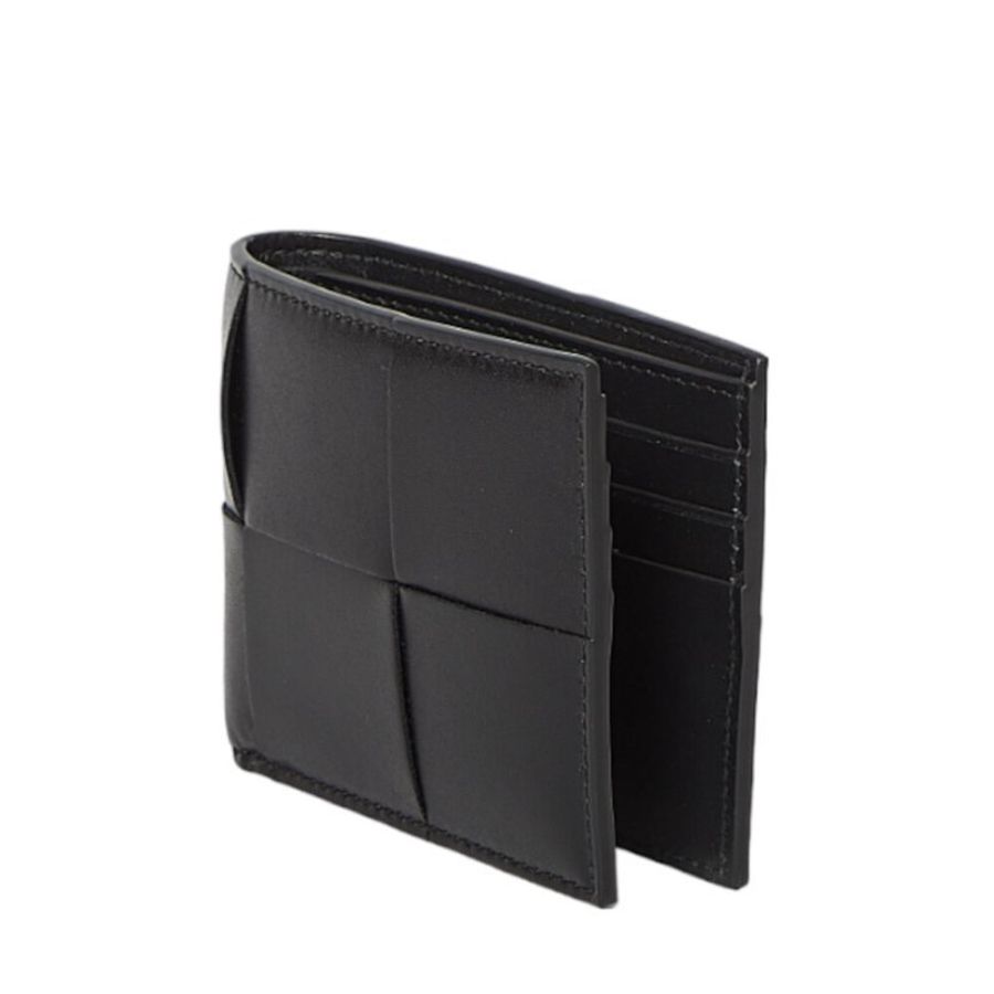 【BOTTEGA VENETA 寶緹嘉】BV Cassette Bifold 牛皮 經典大編織 短夾 卡夾 皮夾 黑色 743004-1