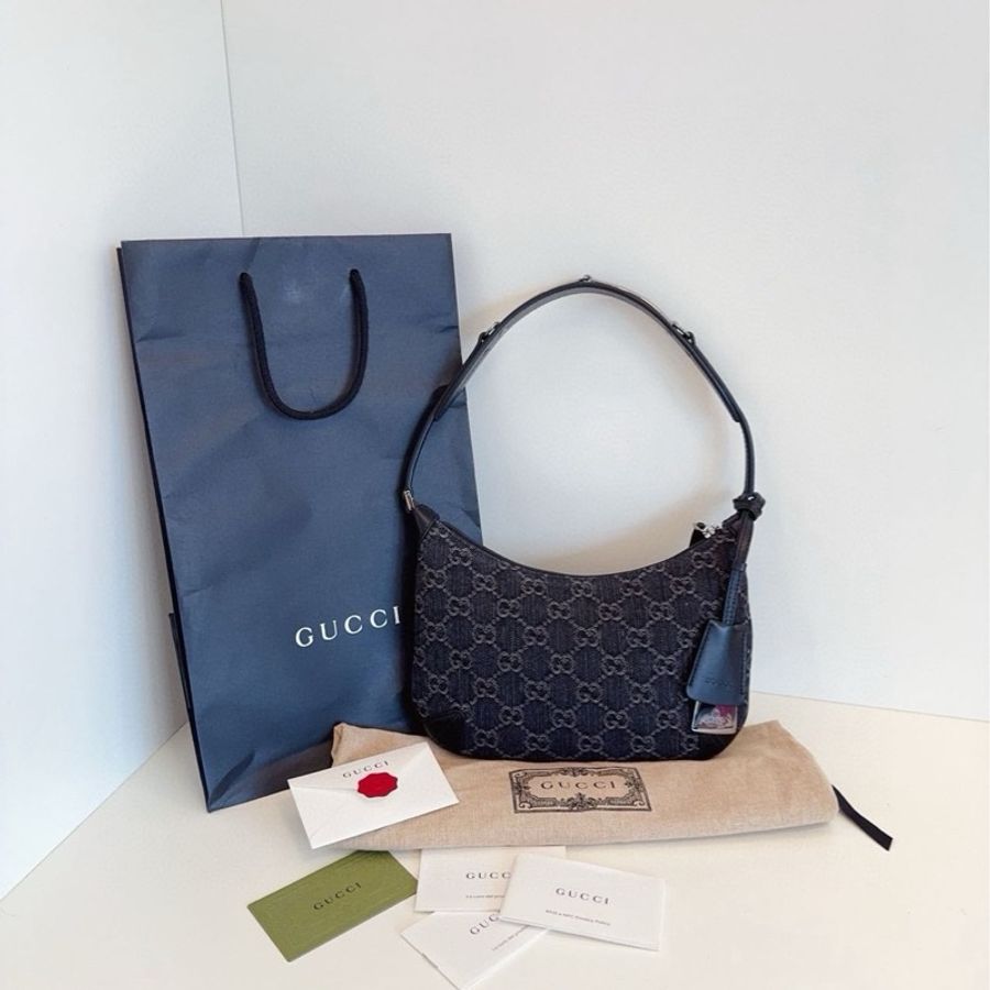 GUCCI 古馳 Horsebit Slim 牛仔 手提腋下包-1