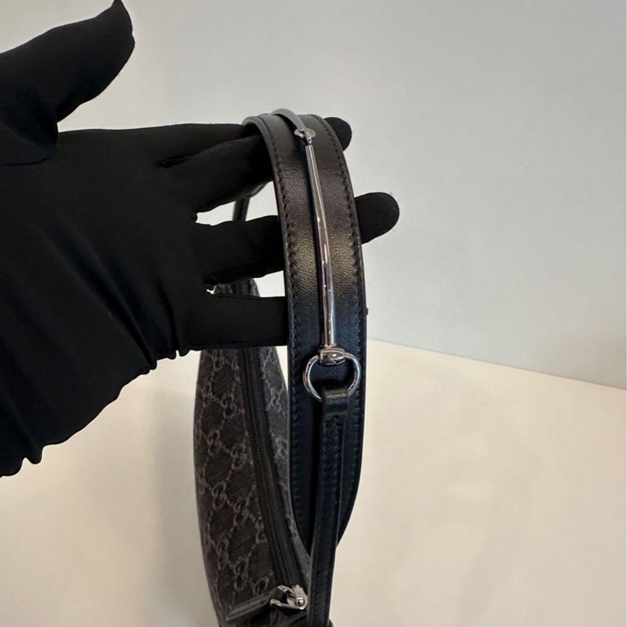 GUCCI 古馳 Horsebit Slim 牛仔 手提腋下包-12