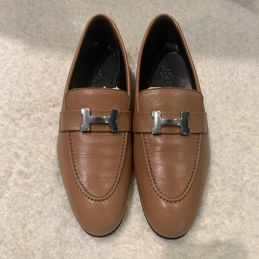 Hermes Gold Colour銀扣樂福鞋#38-0